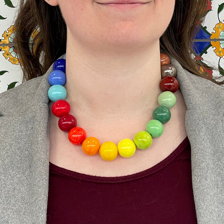 Blown glass rainbow necklace