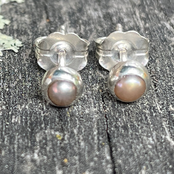 Pink freshwater pearl studs