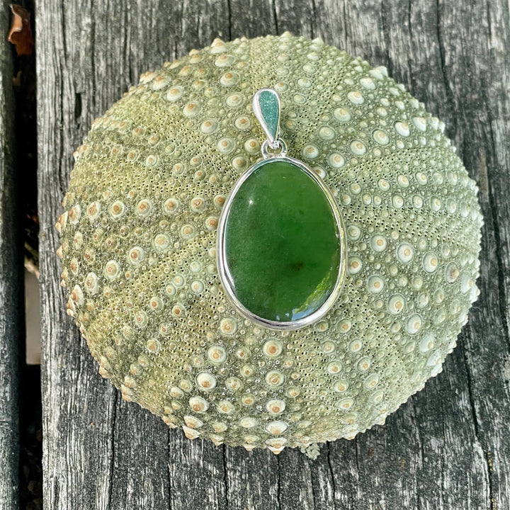 Large Pounamu & Sterling Silver Drop Pendant