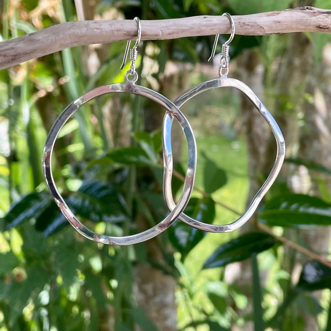 Wavy sterling hoop earrings