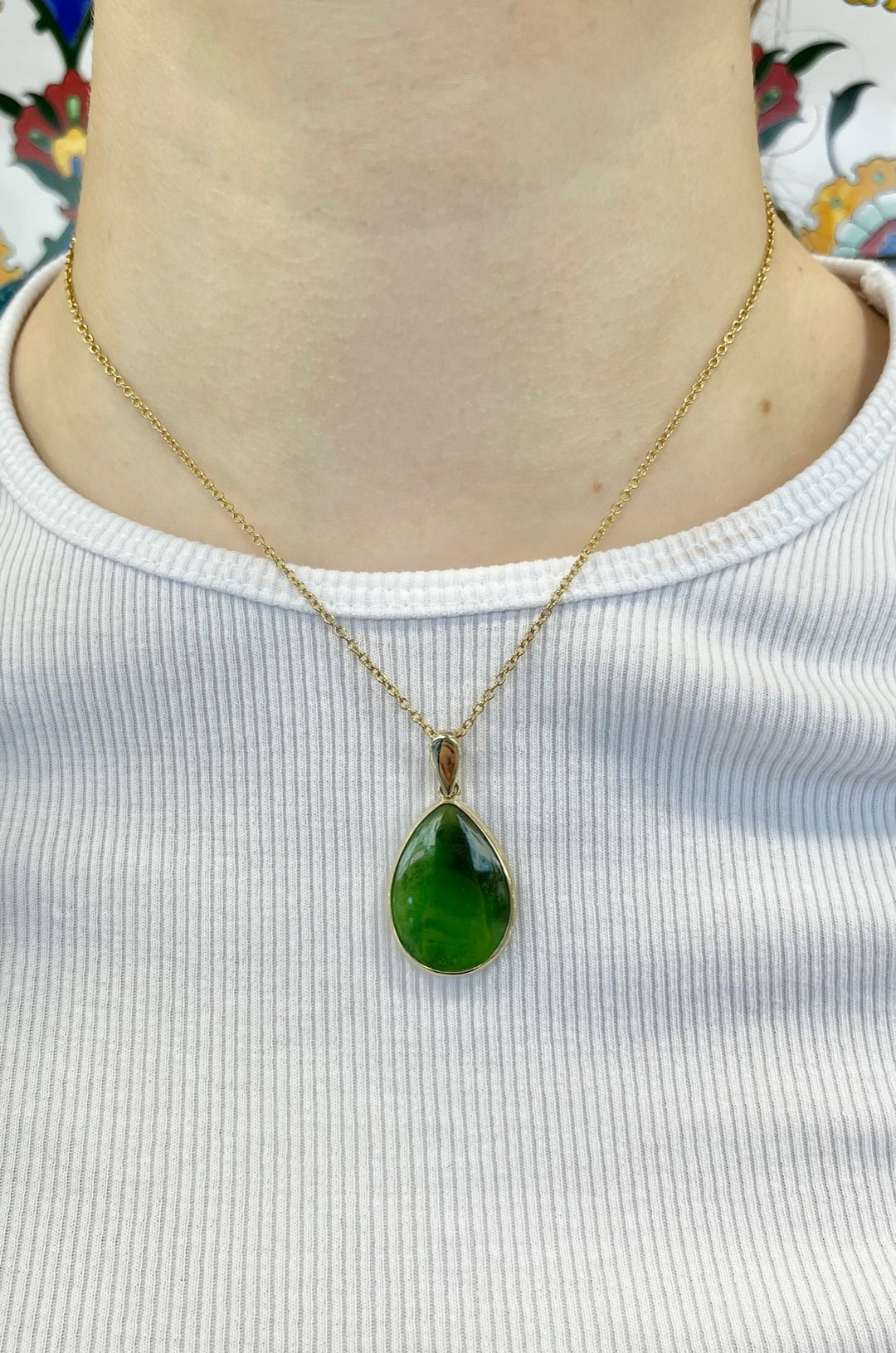 Large 9ct Gold Pounamu Drop Pendant